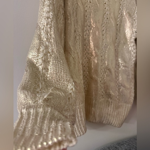 Vine & Love Gold Foil and Cream Cable Knit Sweater - Picture 3 of 5